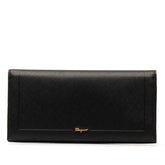 サルヴァトーレフェラガモ ロゴ 長財布 ブラック レザー レディース Salvatore Ferragamo 【中古】